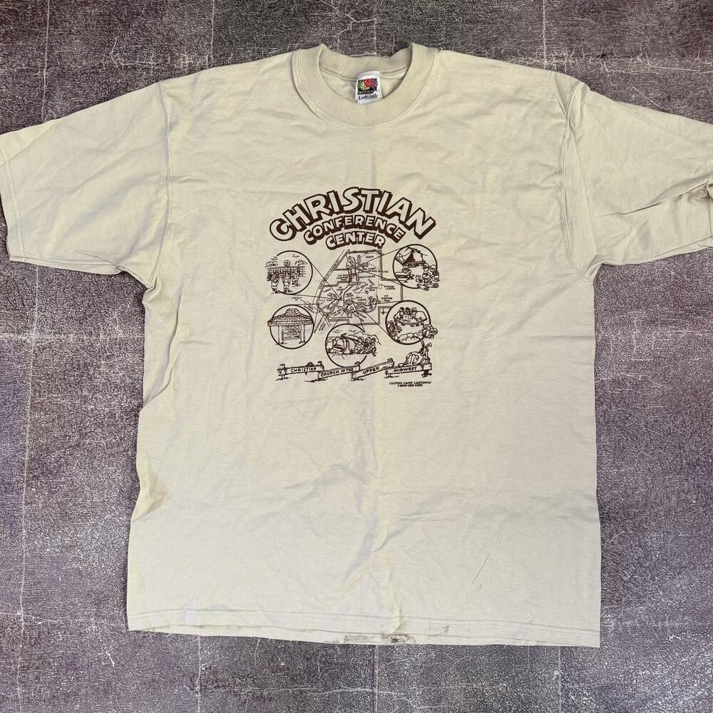 Men's Vintage 90's FOTL Christian Conference Center Beige Graphic T Shirt Sz XL